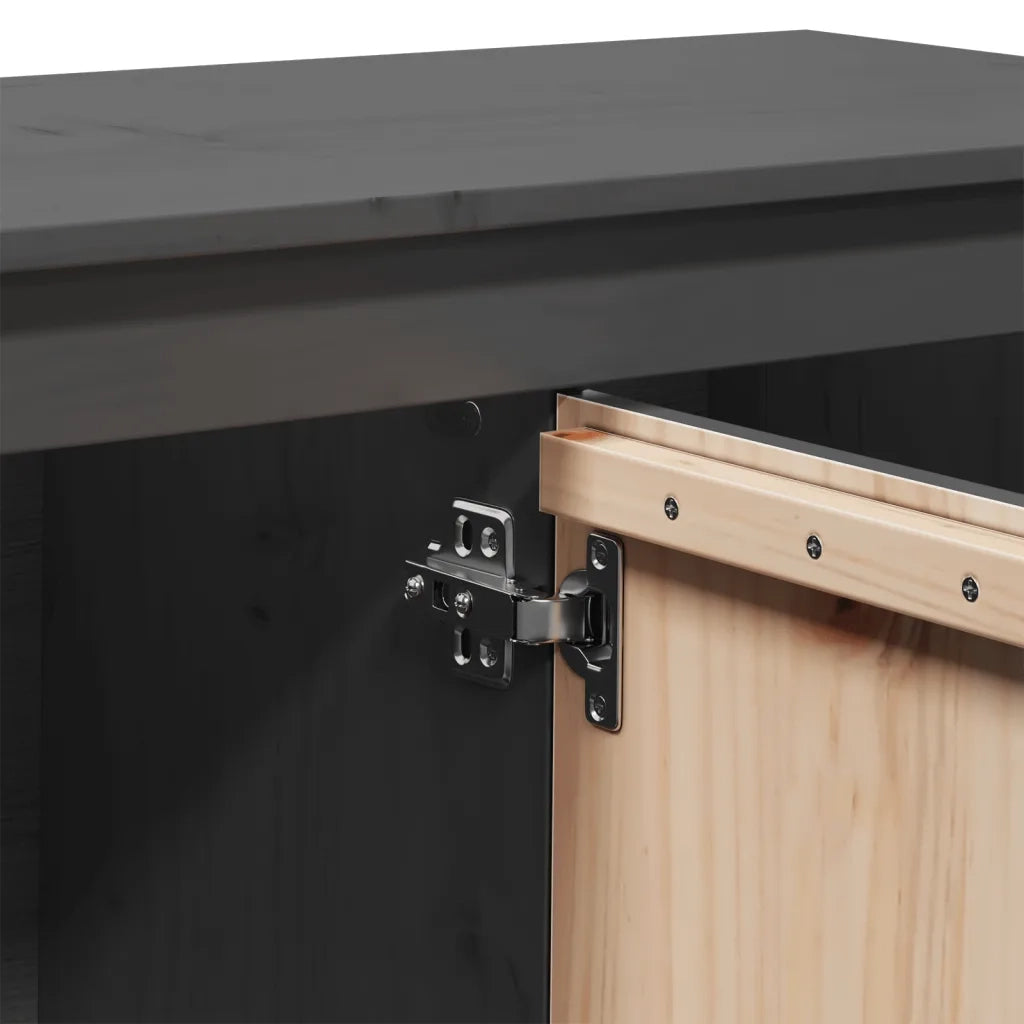 Mobile Porta TV Grigio 103x36,5x52 cm in Legno Massello di Pino