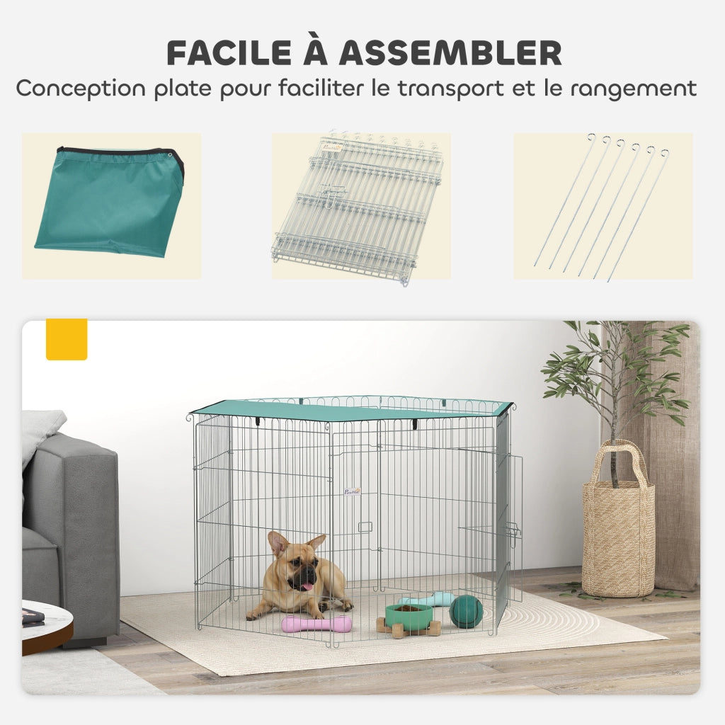 Recinto per Cani ¨C zephmum ¨C Verde 6 Pannelli con Porta 76H cm