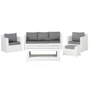 Set divano ad angolo da giardino bianco finto rattan grigio cuscini 6 posti con tavolo ottomana set di conversazione in vimini per esterni