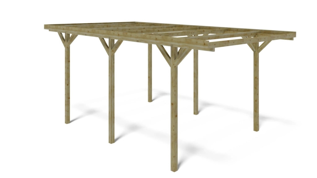 Tettoia posto auto coperto in legno 3.04x5.12 m - 15.57 m2 - CAR16 - ALTANKA