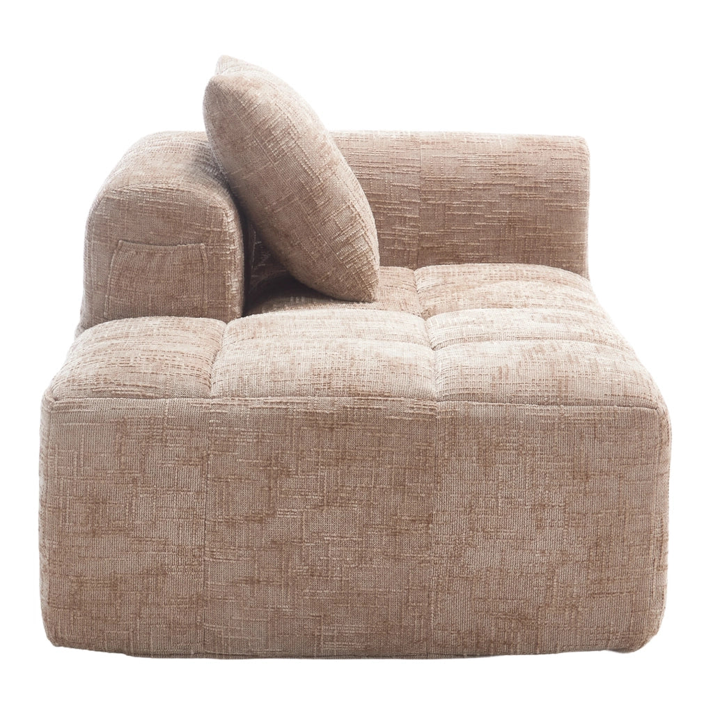 Divano Chaise Longue Khaki con Tascabili Laterali e Cuscino Incluso, 158x90x60 cm