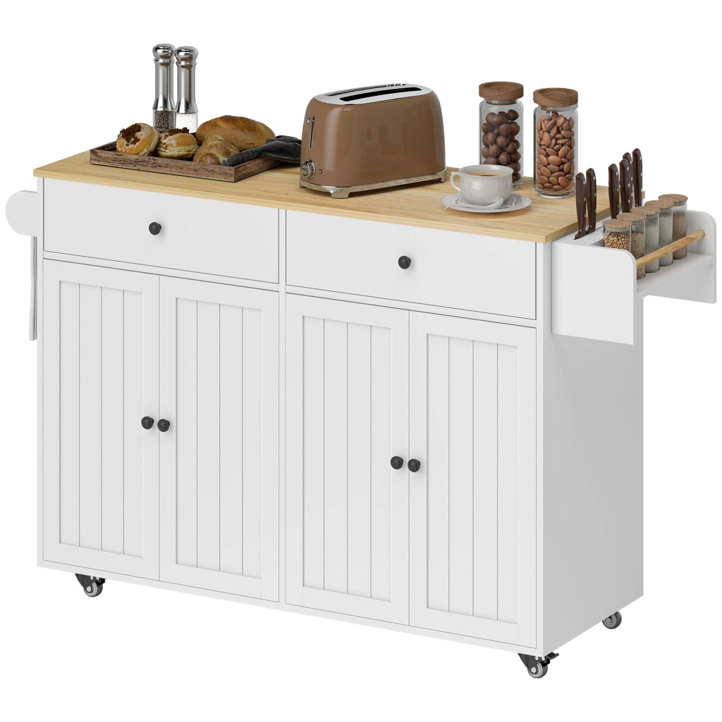 Isola cucina mobile con cassetti e ante ¨C zephmum ¨C Bianco MDF 120x60x90