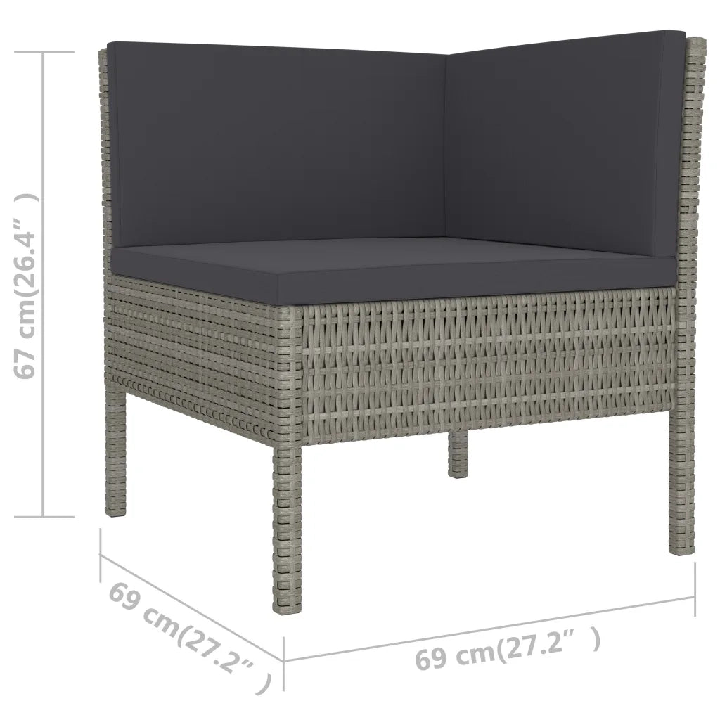 Set Divani da Giardino 6 pz con Cuscini in Polyrattan Grigio 3056964
