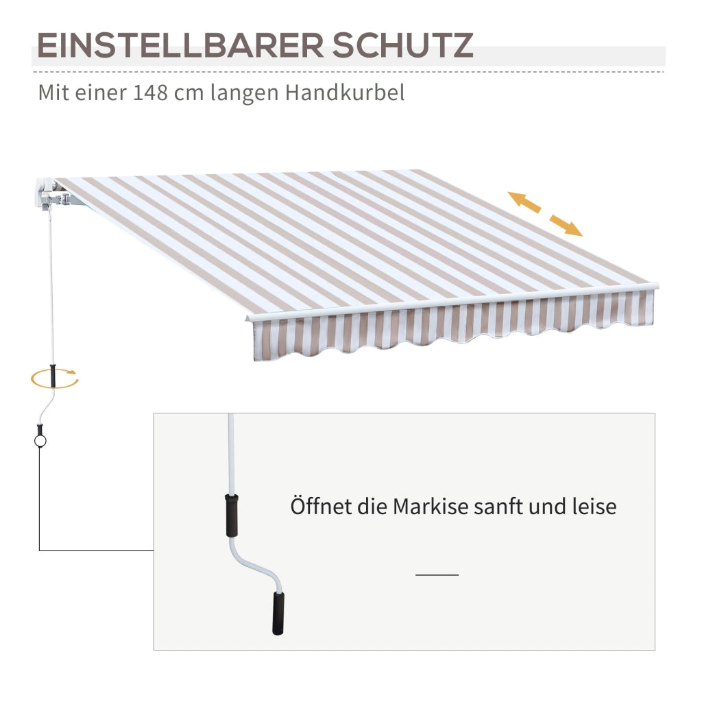 Tenda a braccio articolato 3 x 2.5 m con manovella telaio in alluminio protezione solare per balcone e terrazza