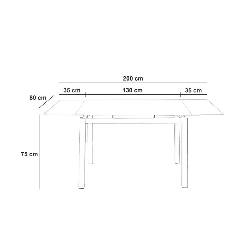 Tavolo Allungabile 130/200 x 80 cm Baud 80cm X 130/200cm H 75cm Stones