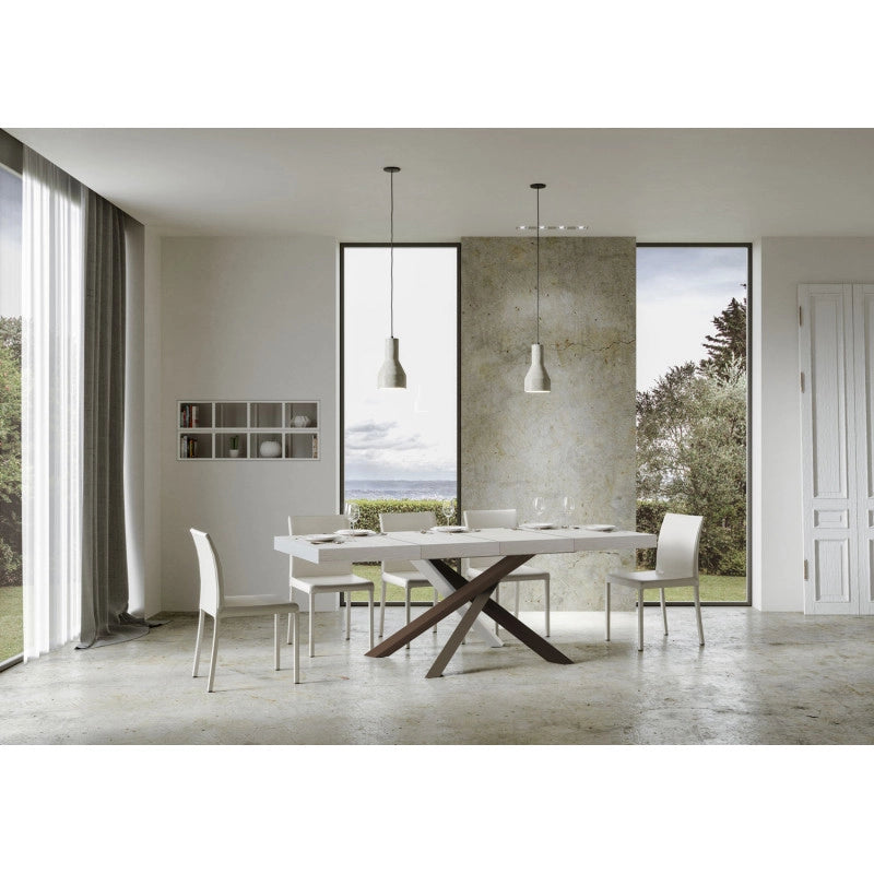 Tavolo allungabile 120/380x90 cm Volantis Premium telaio Multicolore 4/C - Bianco Frassino