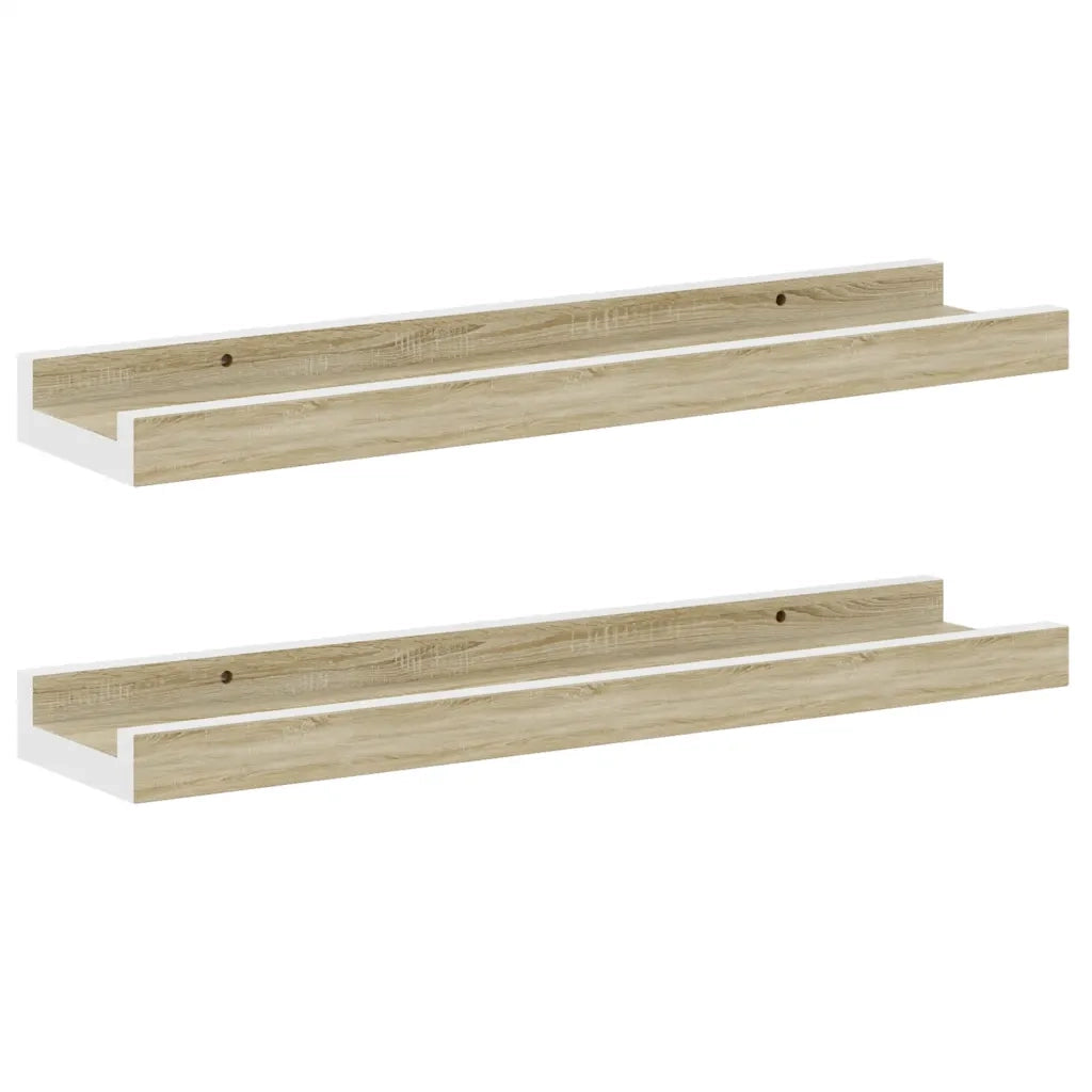 Mensole da Parete 2 pz-Ripiani-Scaffale Bianco e Rovere Sonoma 40x9x3 cm
