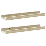 Mensole da Parete 2 pz-Ripiani-Scaffale Bianco e Rovere Sonoma 40x9x3 cm