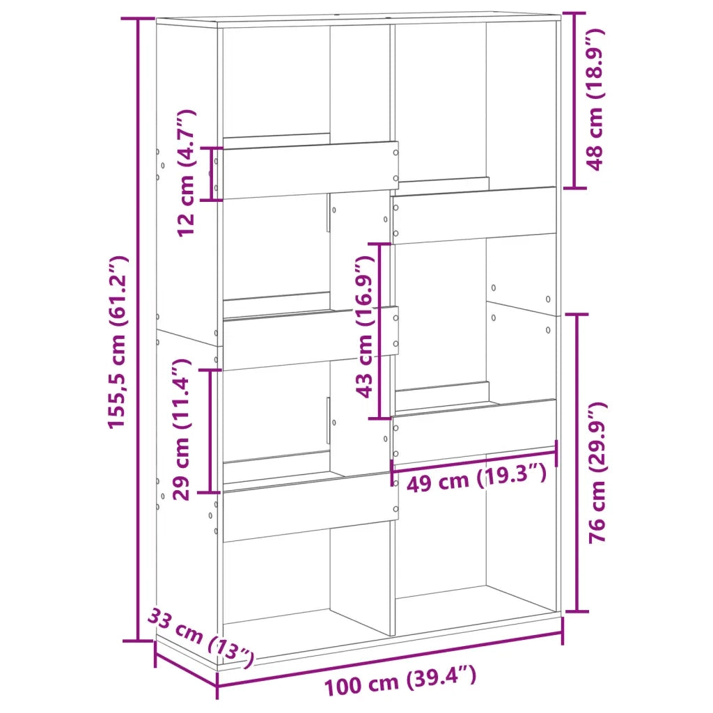 Libreria Rovere Marrone 100x33x155,5 cm in Legno Multistrato 3309399