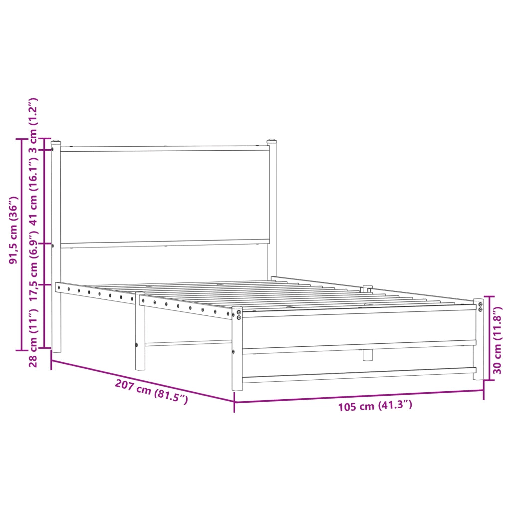 Giroletto senza Materaso in Metallo Rovere Fumo 100x200 cm 4007827