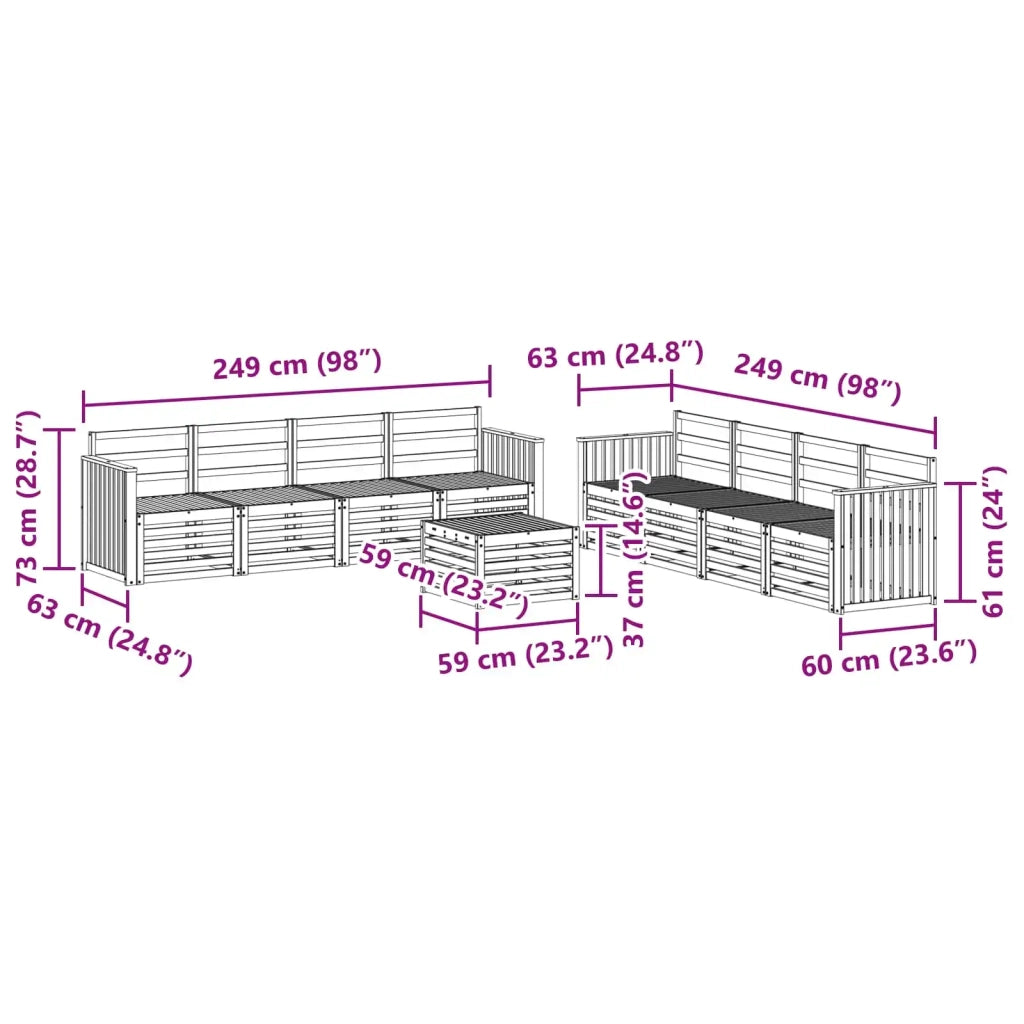 Set divani 9 pcs Naturale Legno di Acacia Massello 3374564