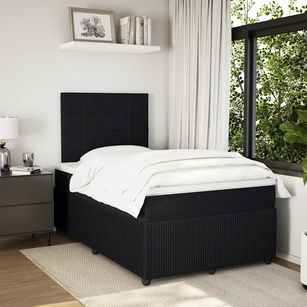 Giroletto a Molle con Materasso Nero 120x200 cm in Velluto 3292312