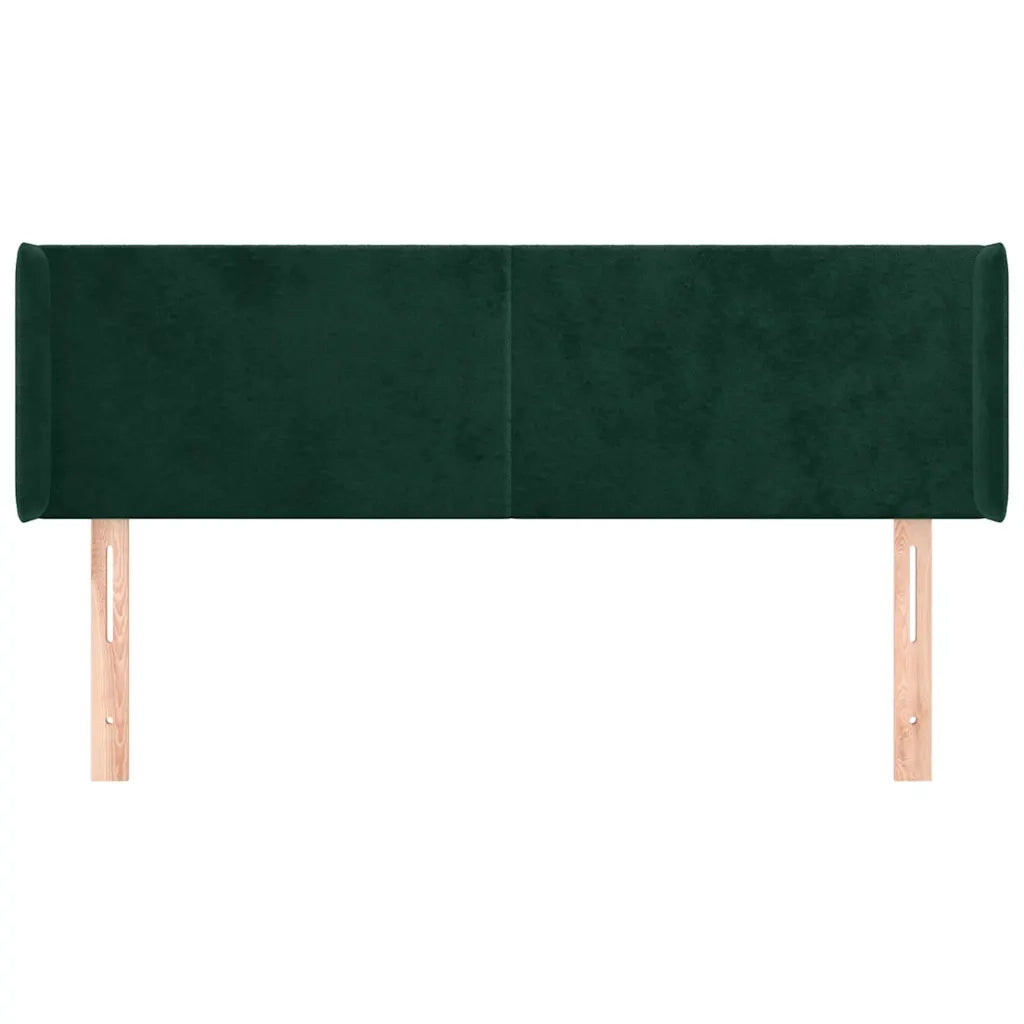 Testiera | Testata ad Orecchio Verde Scuro 147x16x78/88 cm in Velluto