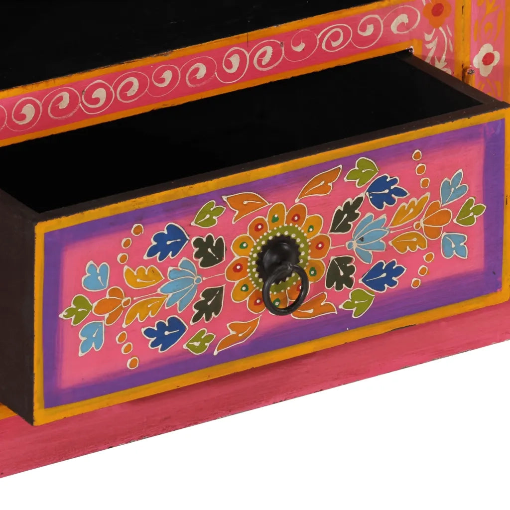 Mobile Porta TV Rosa 110x30x40 cm in Legno Massello di Mango 353907