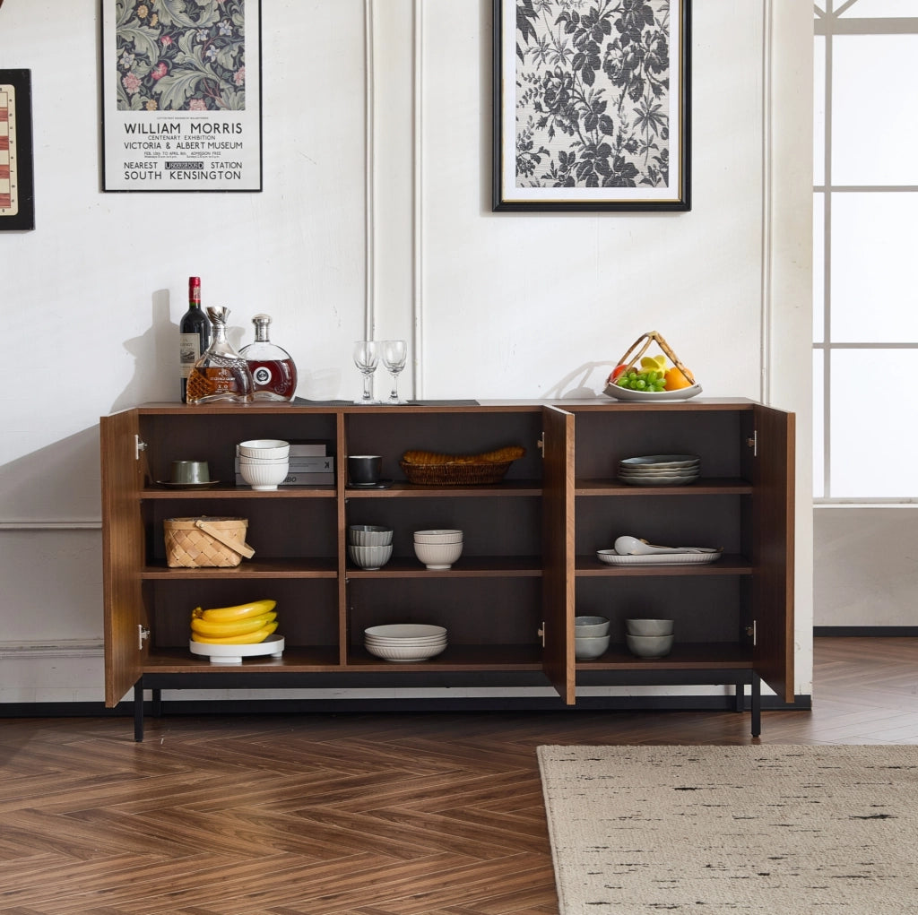 Credenza moderna marrone scuro 150x40x80 cm con ante ondulate