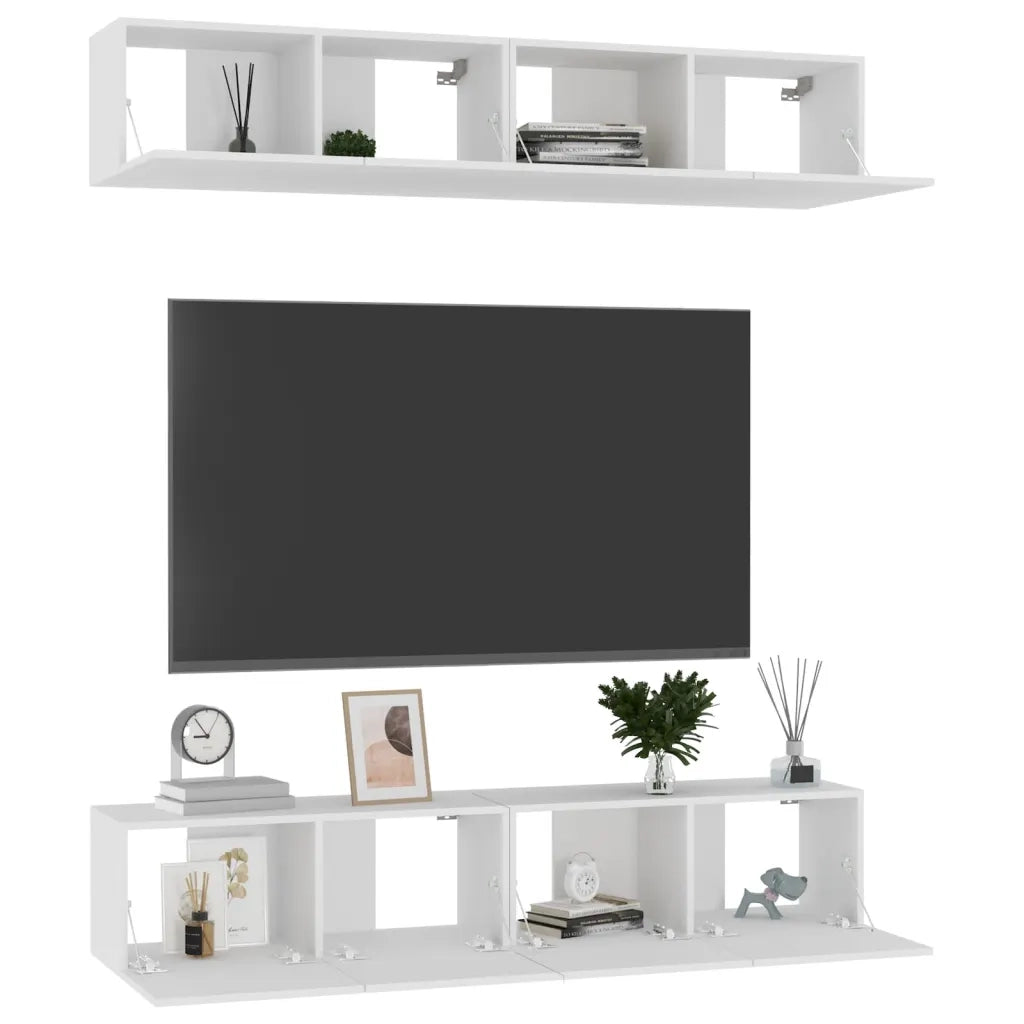 Mobili TV 4 pz Bianchi 80x30x30 cm in Legno Multistrato 3074451