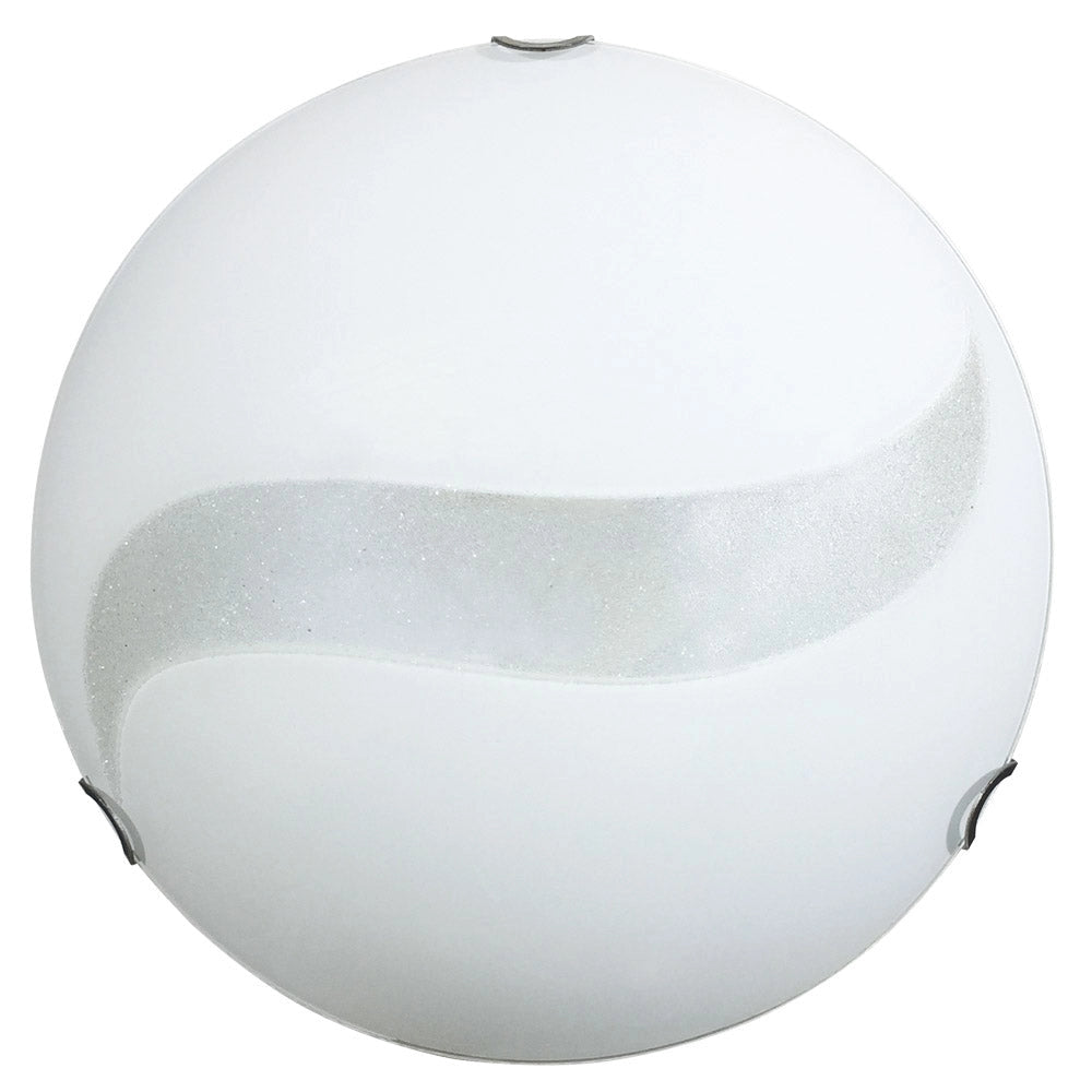 Plafoniera 2xE27 Ganci Cromo Vetro Lastra Serigrafato Bianco C/Graniglia E-Energy Astrid