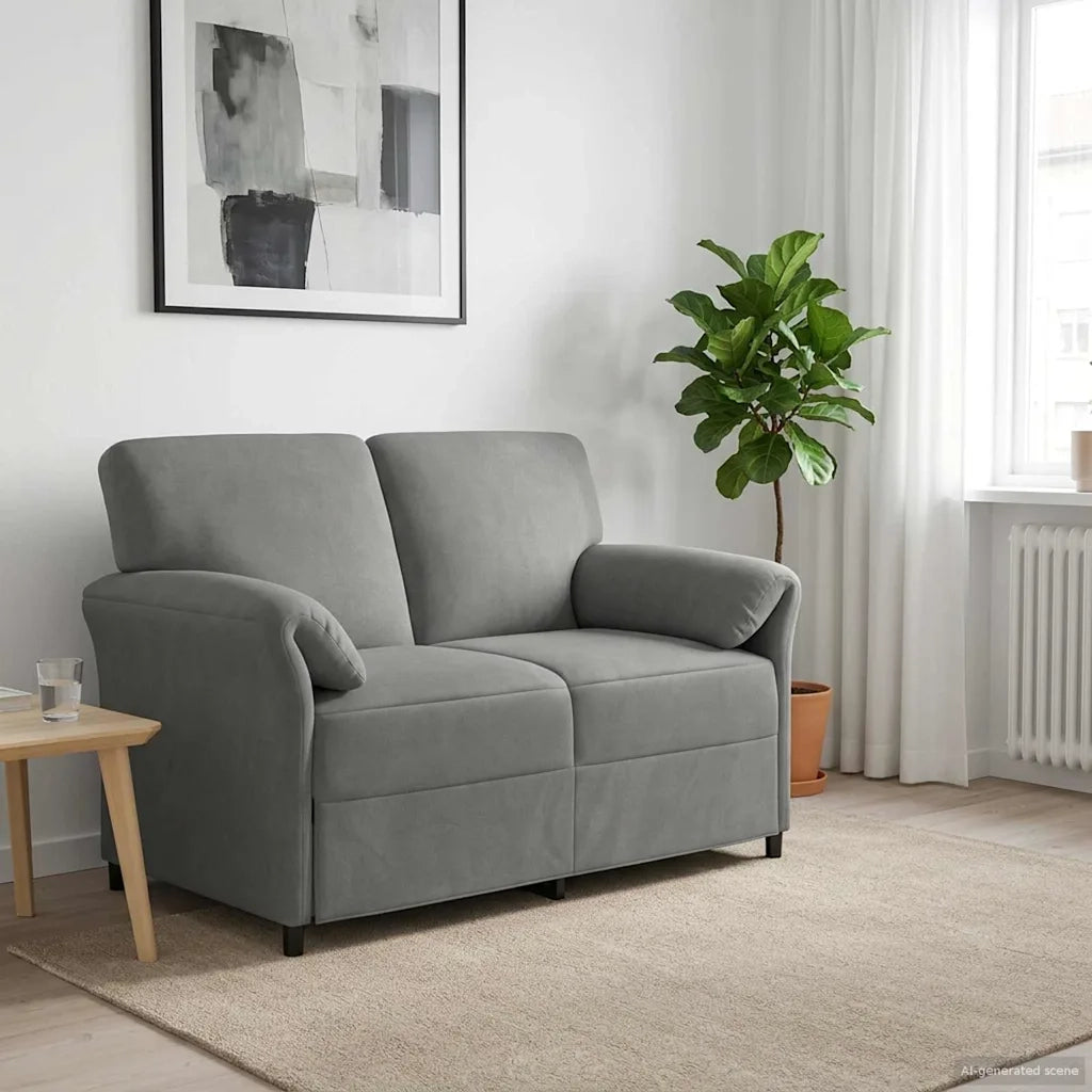 Divano a 2 Posti Grigio Scuro 138 x 83 x 95 cm Velluto