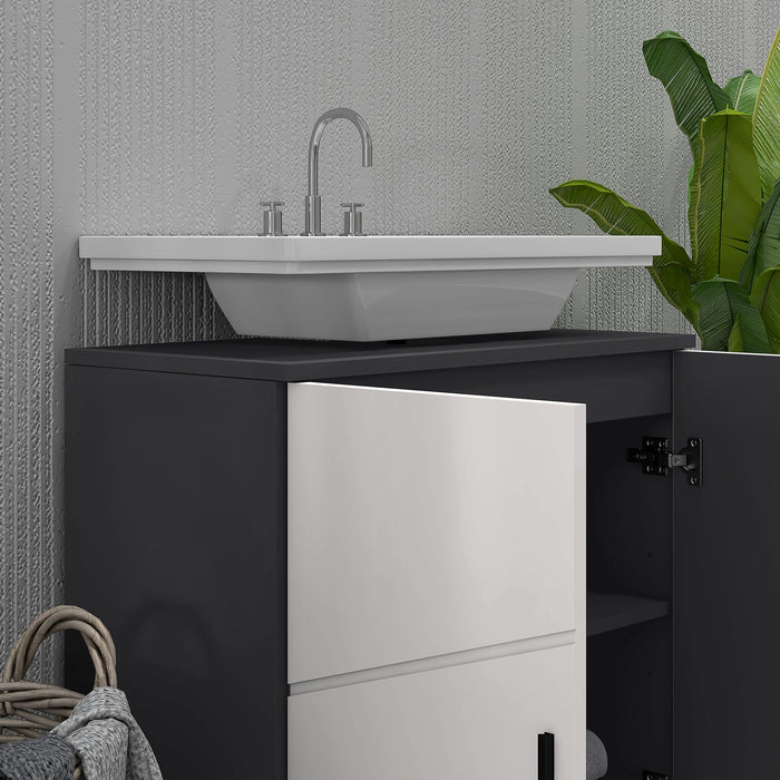 Mobile Sotto Lavabo Bagno 2 Ante 60x30x60 cm in Legno Grigio