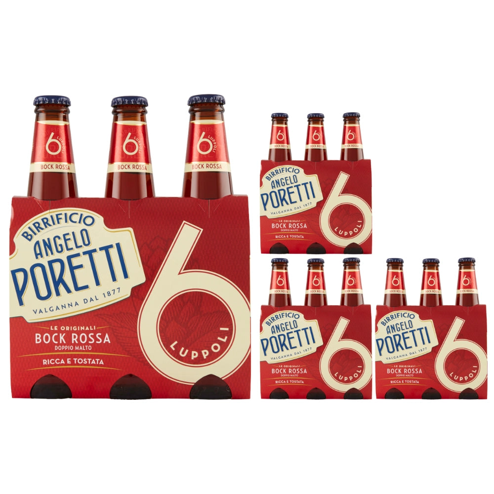 Birrificio angelo poretti birra 6 luppoli bock rossa 12 bottiglie da 33 cl