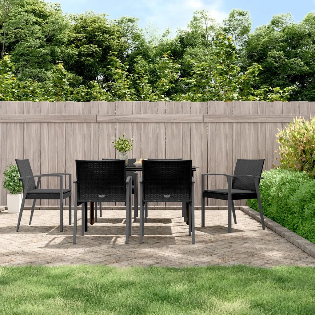 Set Pranzo da Giardino 7 pz con Cuscini in Polyrattan e Acciaio