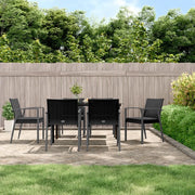 Set Pranzo da Giardino 7 pz con Cuscini in Polyrattan e Acciaio