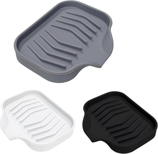 Set di 3 contenitori di sapone in silicone con scarico - Antiscivolo e impermeabile - Adatto per bagno, cucina e doccia