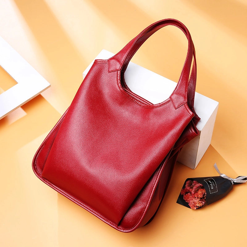 Borse da donna alla moda in vera pelle, colore rosso