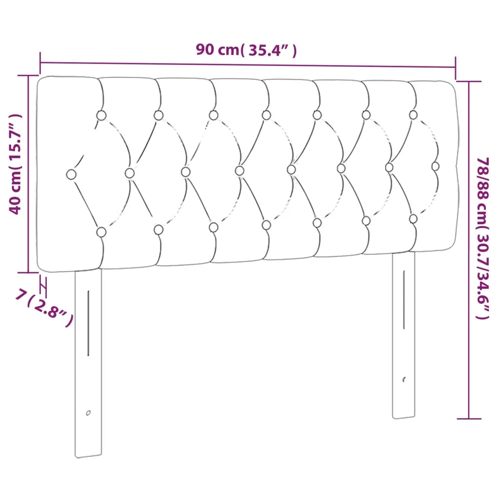 Testiera a LED Tortora 90x7x78/88 cm in Tessuto