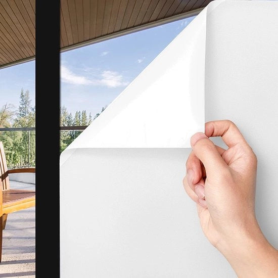 Foglia per Finestre - 40 x 200 cm - Adesivo Elettrico - Resistente ai Raggi UV e alla Luce Solare - Verificata per la Riduzione della Luce - per Soggiorno, Bagno e Ufficio - Bianco