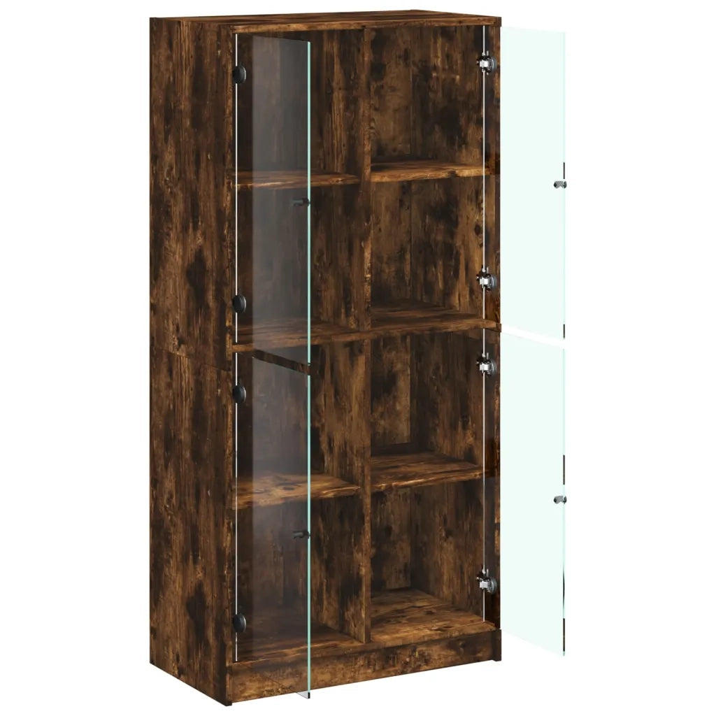 Credenza con Ante Rovere Fumo 68x37x142 cm Legno Multistrato 136495