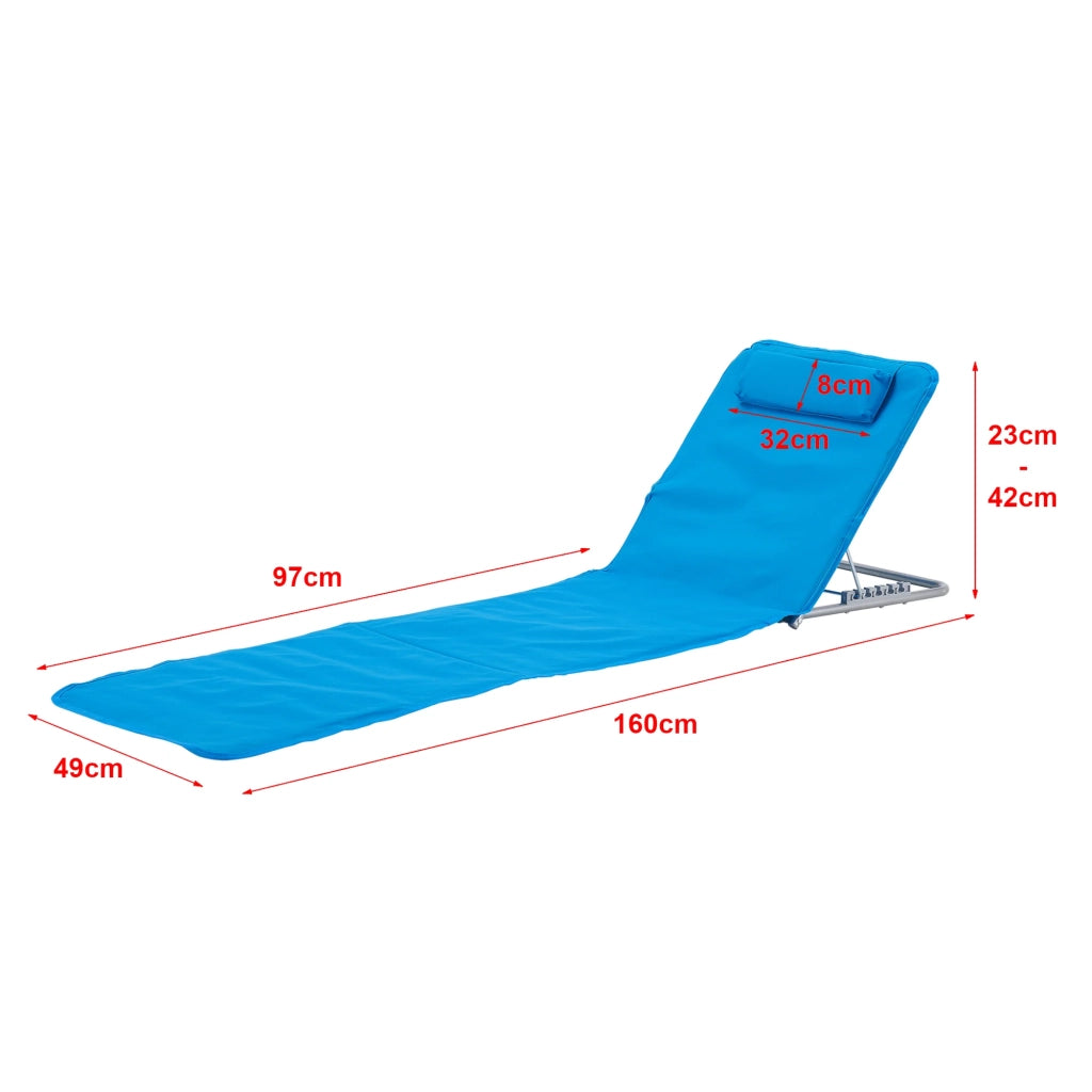 Set di 2 materassini da spiaggia con schienale reclinabile 160 x 49 cm blu 03_0009728