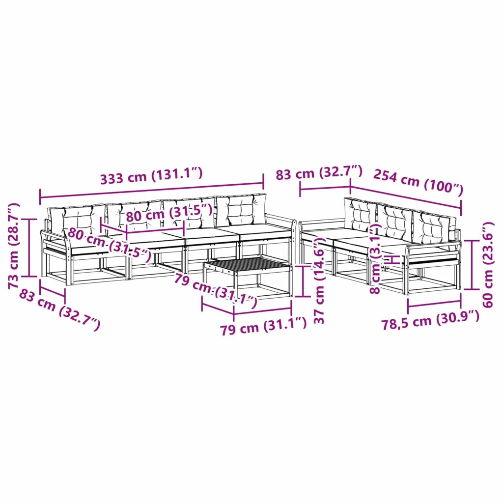 Set di divani da esterno 7 pz Bianco e Grigio Chiaro 3386165