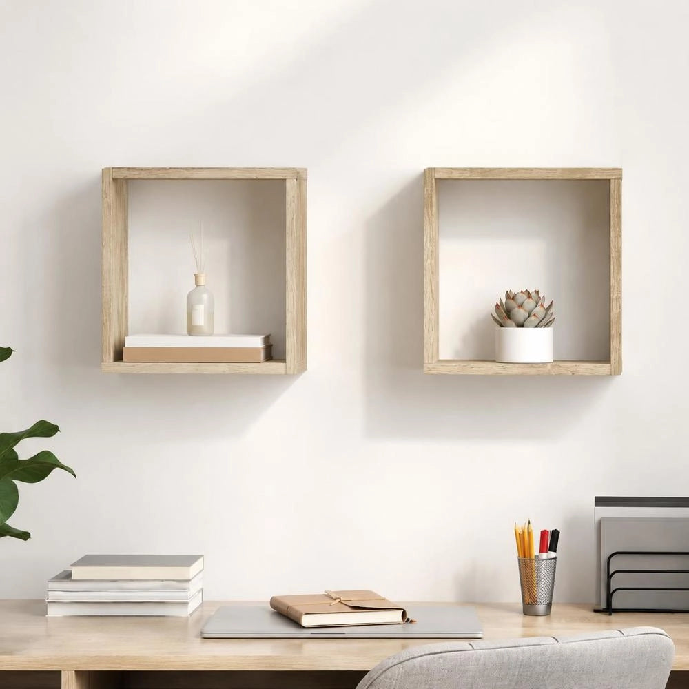 Cube Shelves, 2 Pieces, Sonoma Oak, 30x15x30 Cm