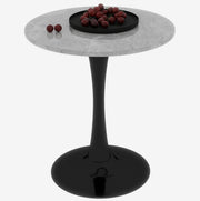 Tavolino rotondo 70 cm in marmo artificiale nero e bianco, per 2-4 persone