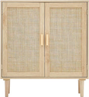 Cassettiera a finitura naturale con 2 porte magnetiche e pannelli regolabili, Ideale per buffet, ingressi, salotti e cucine