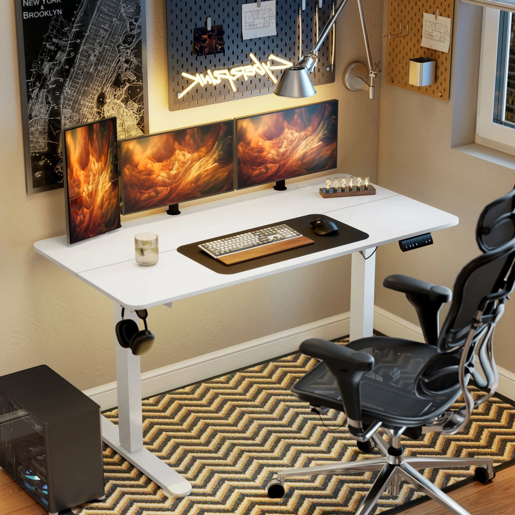 Scrivania regolabile in altezza per computer ¨C zephmum ¨C 140x70x116 cm bianco