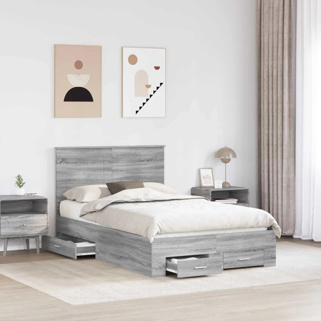 Struttura del letto con testiera Grigio Sonoma 120 x 200 cm