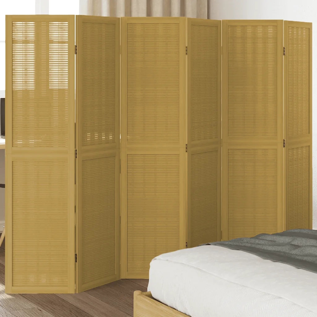 Divisorio Ambienti | Divider per stanze | Paravento 6 Pannelli Marrone Legno Massello Paulownia