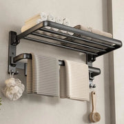 Organizzatore di asciugamani da bagno 60 cm pieghevole - installazione a parete - nero