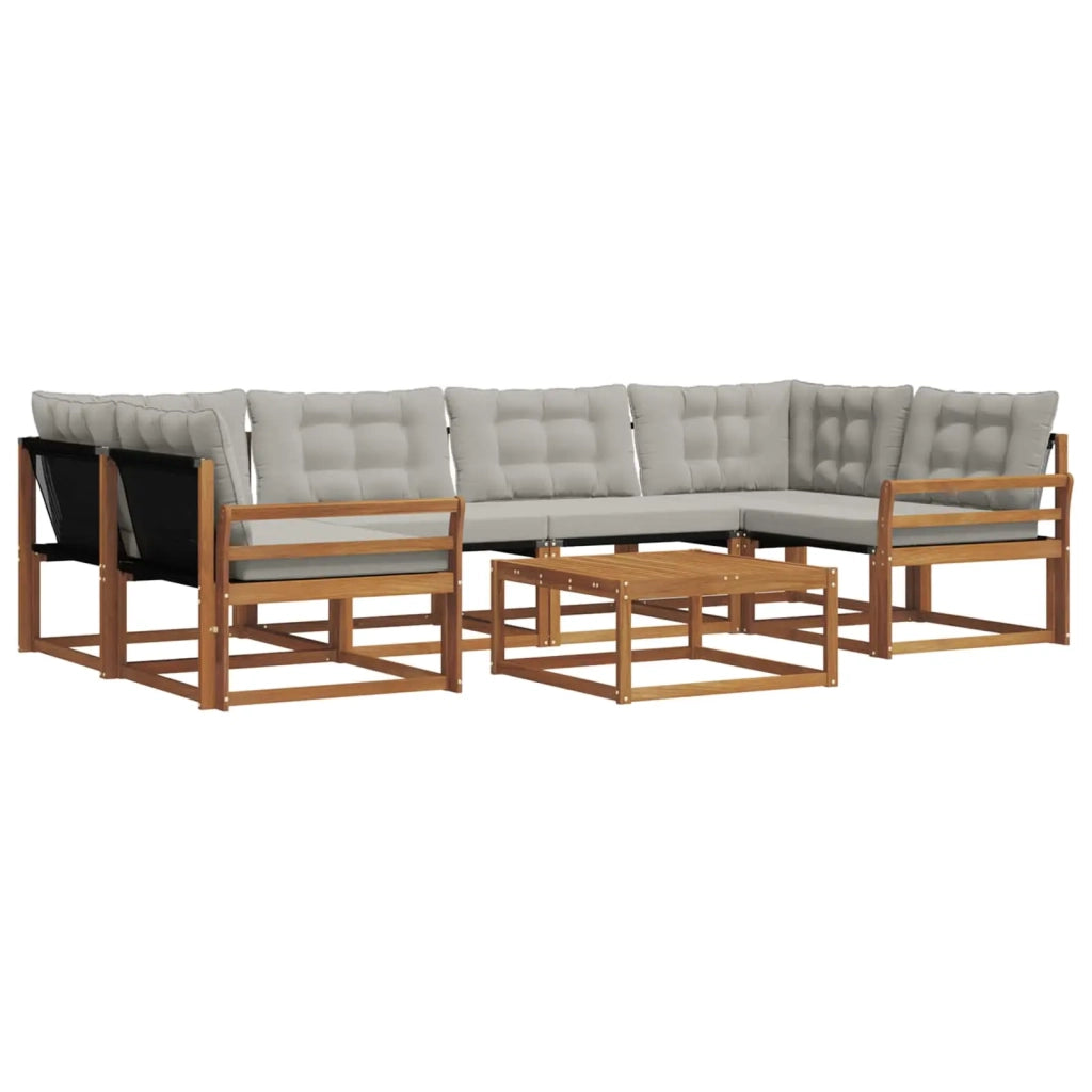 Set di divani da esterno 7 pcs Grigio Naturale e Chiaro