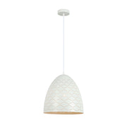 Lampada sospensione Leilani bianca vetro decorato E27 40W Italux