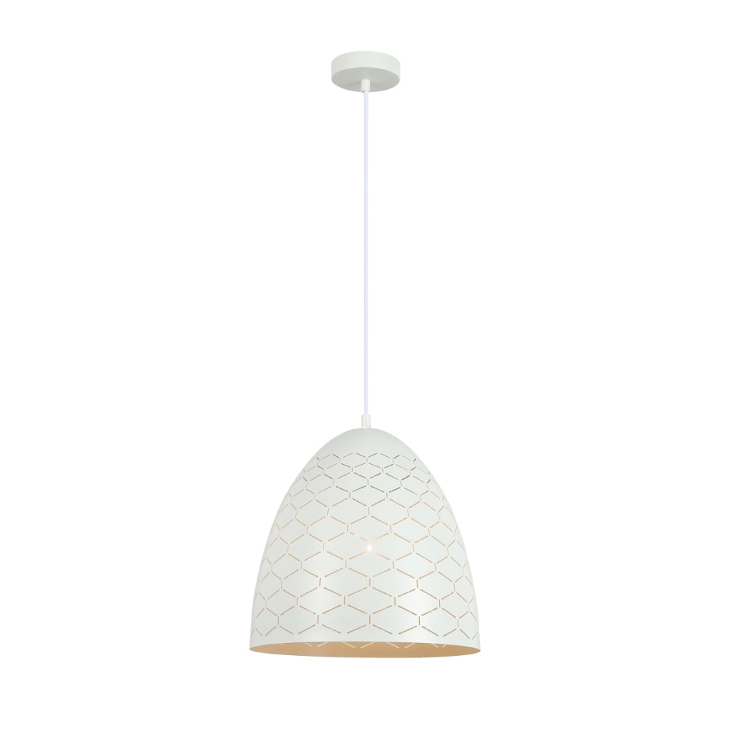 Lampada sospensione Leilani bianca vetro decorato E27 40W Italux