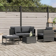 Set Divani da Giardino 4 pz con Cuscini in Polyrattan Grigio 313504