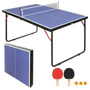Tavolo da Ping Pong Pieghevole 137;2×76;2×66 cm con Rete; 2 Racchette e 3 Palline; Portatile Blu
