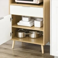 Mobiletto per Microonde in Truciolato con Ripiano Superiore, Cassetto Scorrevole e Armadietto, 58x40x118 cm