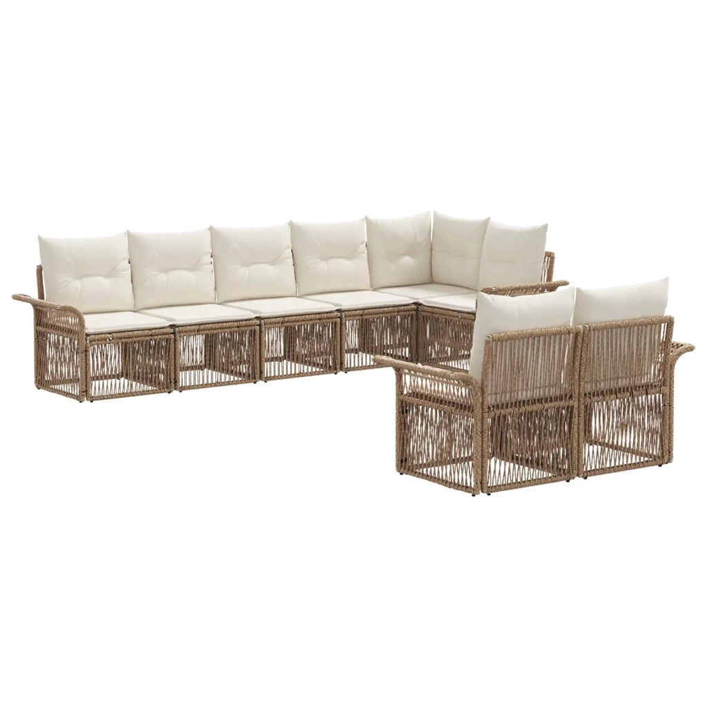 Set Divano da Giardino 8 pcs Beige polyrattan 3434892