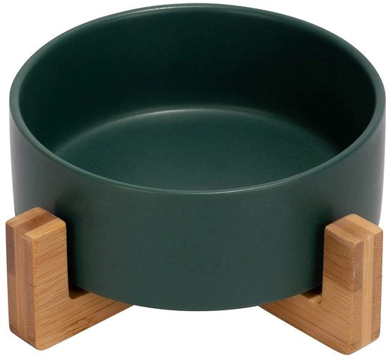 Vassoio ceramico per animali con maniglia in bambù per gatti e piccoli cani (400 ml, verde - per pezzo)