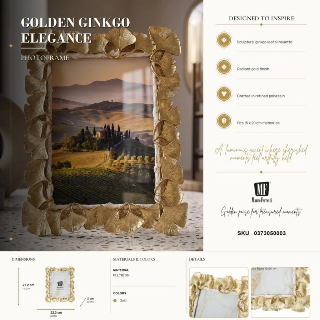 Cornice portafoto con petali in rilievo oro