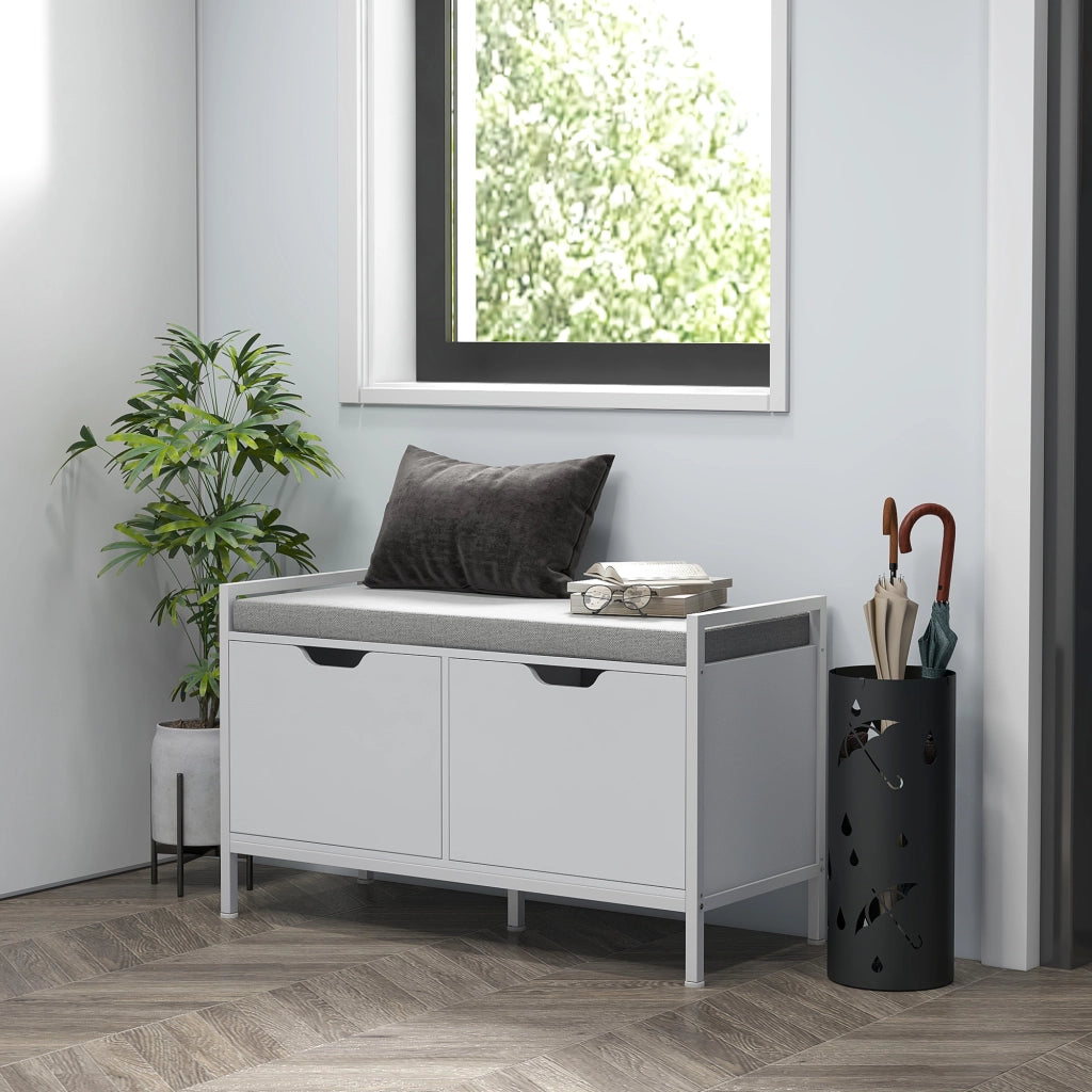 Scarpiera con panca e cuscino ¨C zephmum ¨C bianco 84x35x50 cm
